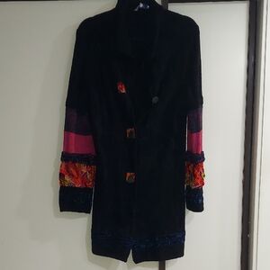 Elegant Black Blazer with Multicolor Accents